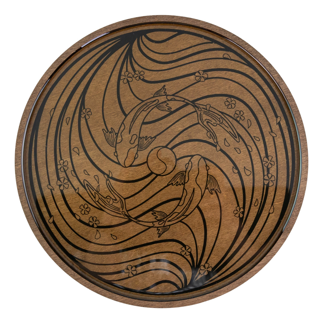 Koi Fish Pond Rolling Tray displayed on a white background - Up N Smoke