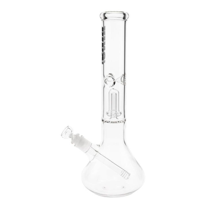 KV 50mmX15” Showerhead Beaker Water Pipe black color displayed on a white background left angle - Up N Smoke
