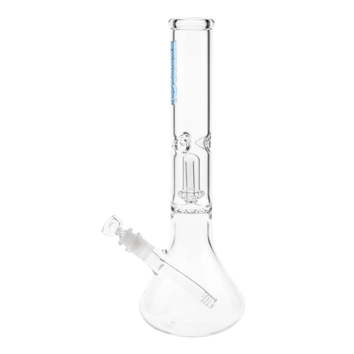KV 50mmX15” Showerhead Beaker Water Pipe blue color displayed on a white background left angle - Up N Smoke