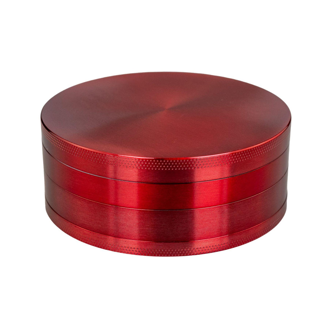 "Large Red 4-Piece Grinder on a white background," - Up N Smoke.
