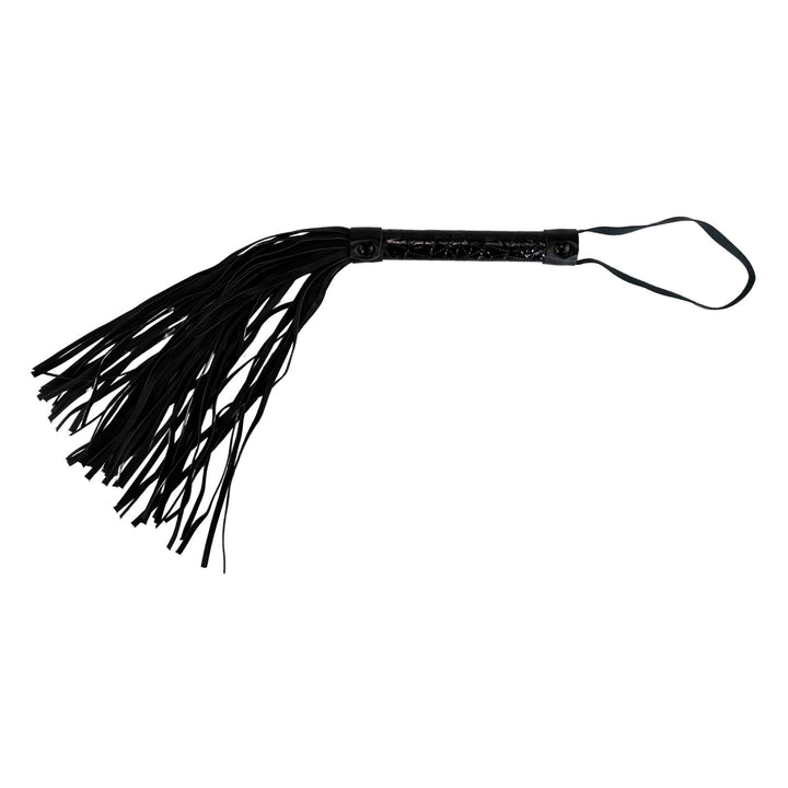 Leather Flogger Whip displayed on a white background side angle - Up N Smoke
