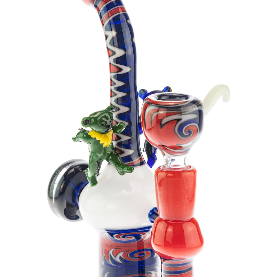 MaleQuais Grateful Dead Bubbler on a white background bear close up angle - Up N Smoke