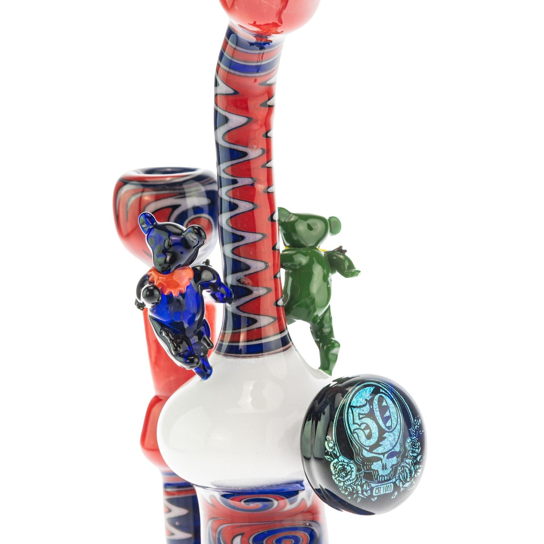 MaleQuais Grateful Dead Bubbler on a white background bear close up back angle - Up N Smoke