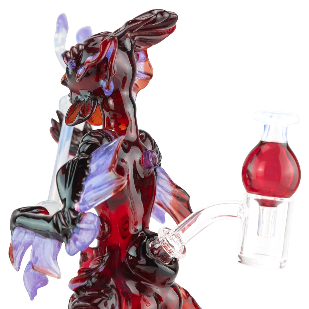 Mama Glass x Merc x Smitty Tentacle Goddess Rig on a white background side facing with bowl - Up N Smoke