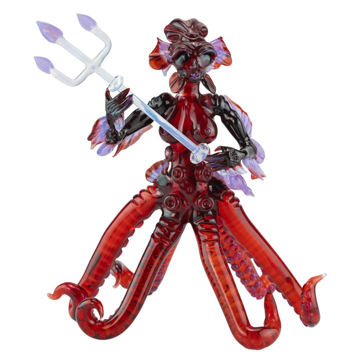 Mama Glass x Merc x Smitty Tentacle Goddess Rig on a white background front facing with trident - Up N Smoke