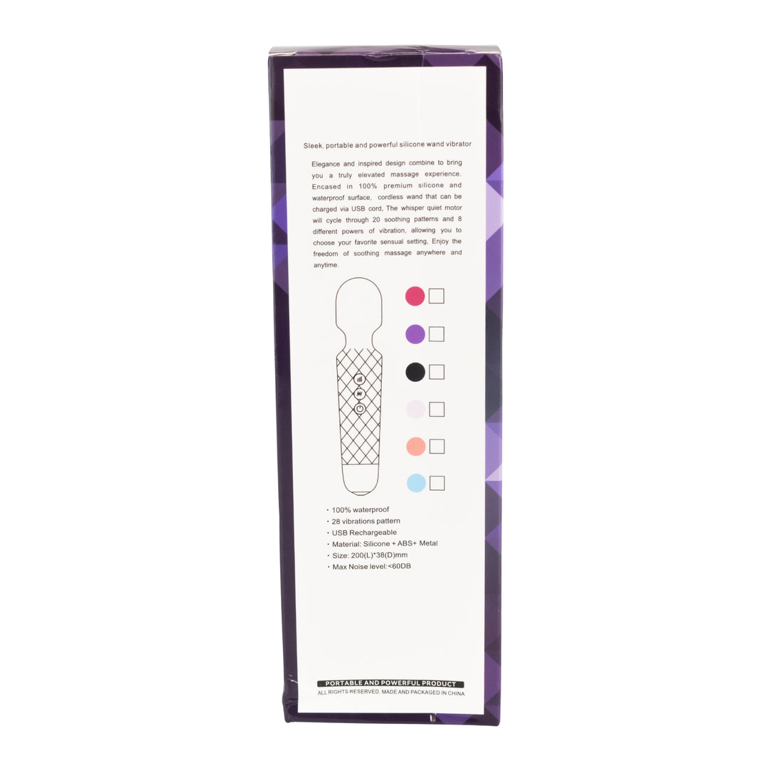 Massaging Vibrator Wand back facing packaging on a white background - Up N Smoke