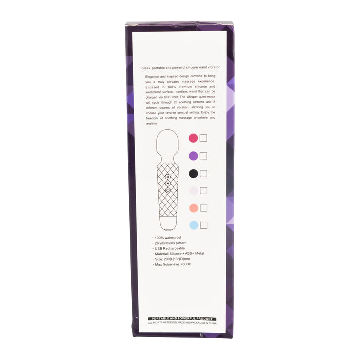 Massaging Vibrator Wand back facing packaging on a white background - Up N Smoke