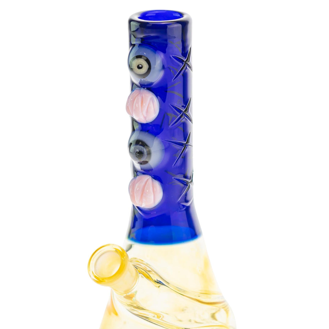 McFly Sculpted Rip Curl Water Pipe Blue color way on a white background mouthpiece close up  - Up N Smoke