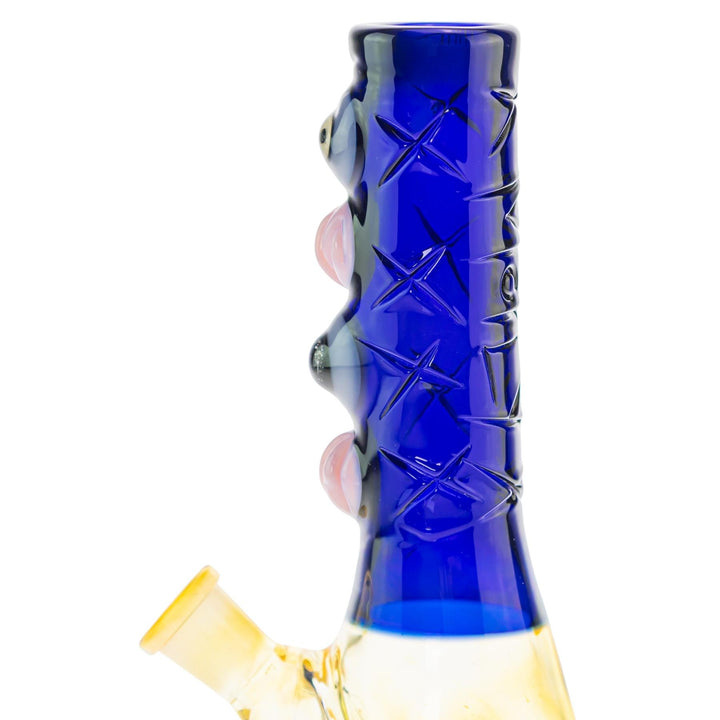 McFly Sculpted Rip Curl Water Pipe Blue color way on a white background mouthpiece left angle close up  - Up N Smoke