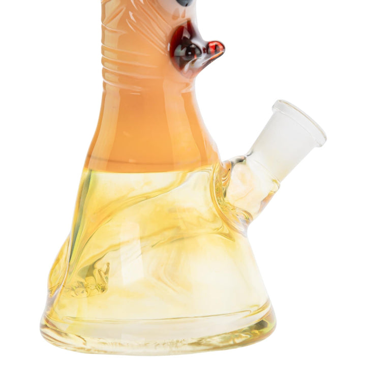 McFly Sculpted Rip Curl Water Pipe Caramel color way on a white background downstem close up - Up N Smoke
