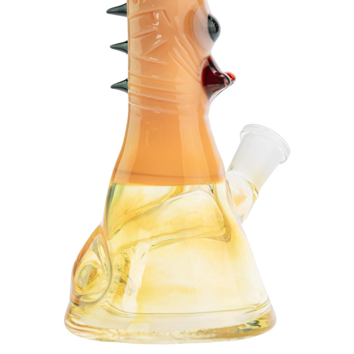 McFly Sculpted Rip Curl Water Pipe Caramel color way on a white background downstem back right angle close up - Up N Smoke