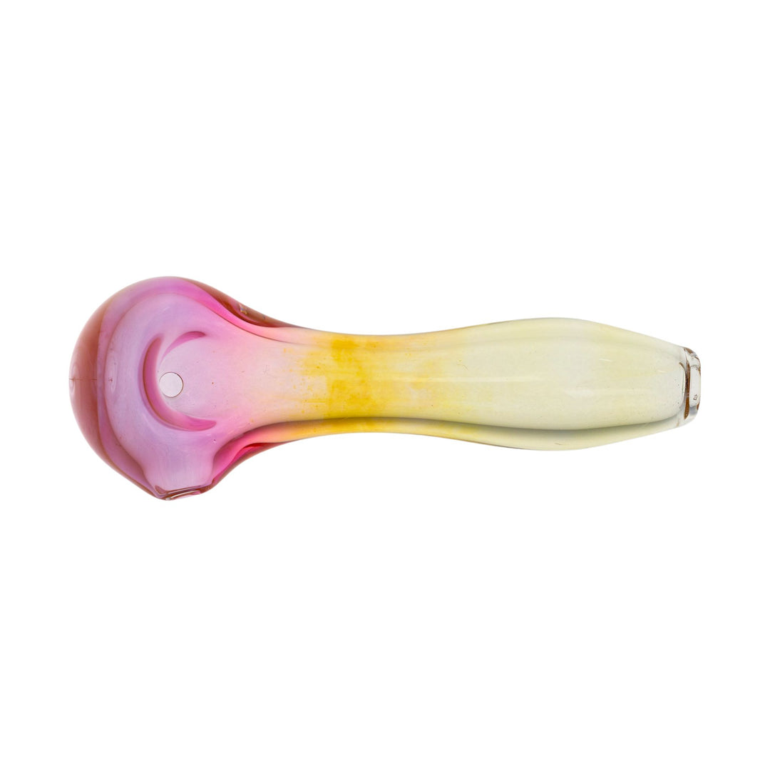 Top down view of a gold fumed spoon by Merican Glass. - Up N Smoke.