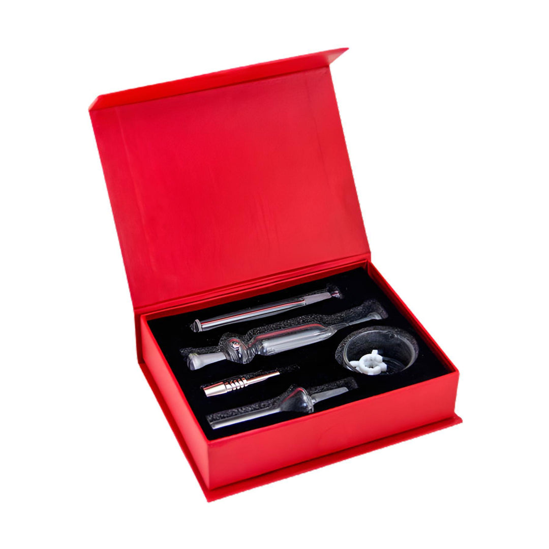 "Open Micro Nectar Collector box showcasing the products within," - Up N Smoke.