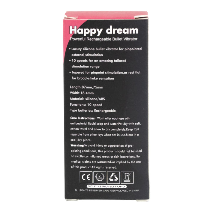 Mini Bullet Vibrator back facing packaging on a white background - Up N Smoke