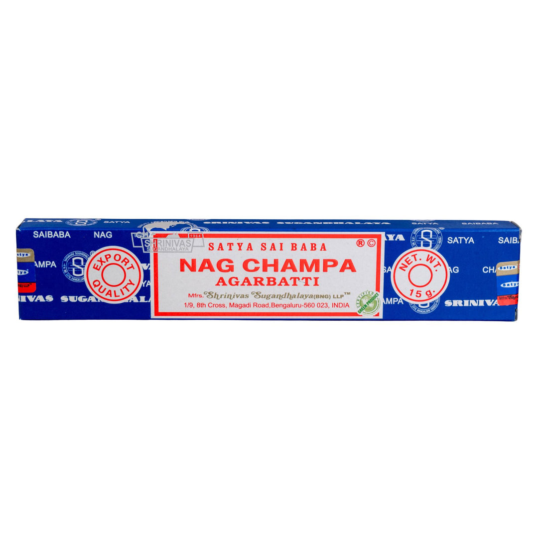 Box of Satya Sai Baba Nag Champa Incense Sticks on a white background - Up N Smoke