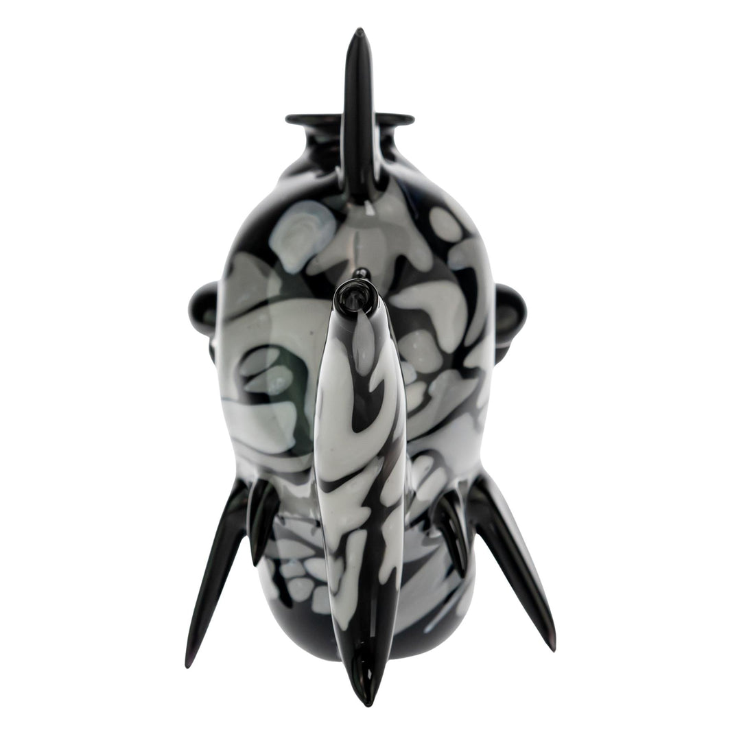 "Backside of a Niko Cray Heady Water Pipe, showing the mouthpiece on the back fin," - Up N Smoke.