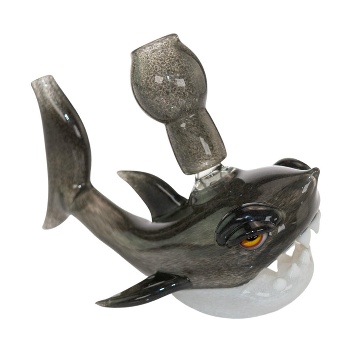 "Angled right side of a Niko Cray Shark Water Pipe on a white background," - Up N Smoke.