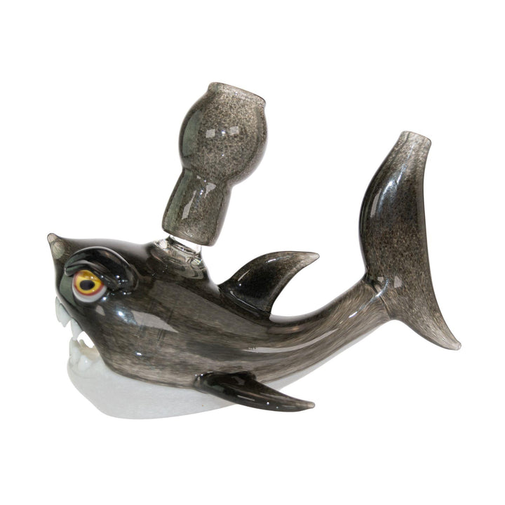 "Left side of a Niko Cray Shark Water Pipe on a white background," - Up N Smoke.