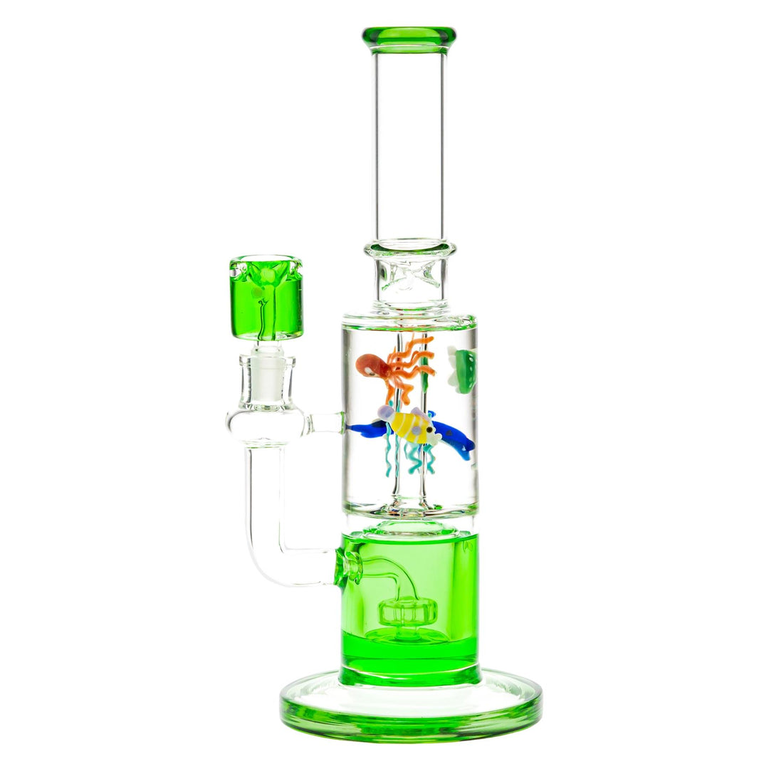 Ocean Life Glycerin Water Pipe on a white background facing left - Up N Smoke