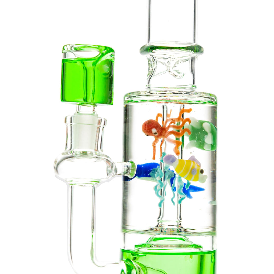 Ocean Life Glycerin Water Pipe on a white background chamber angle - Up N Smoke