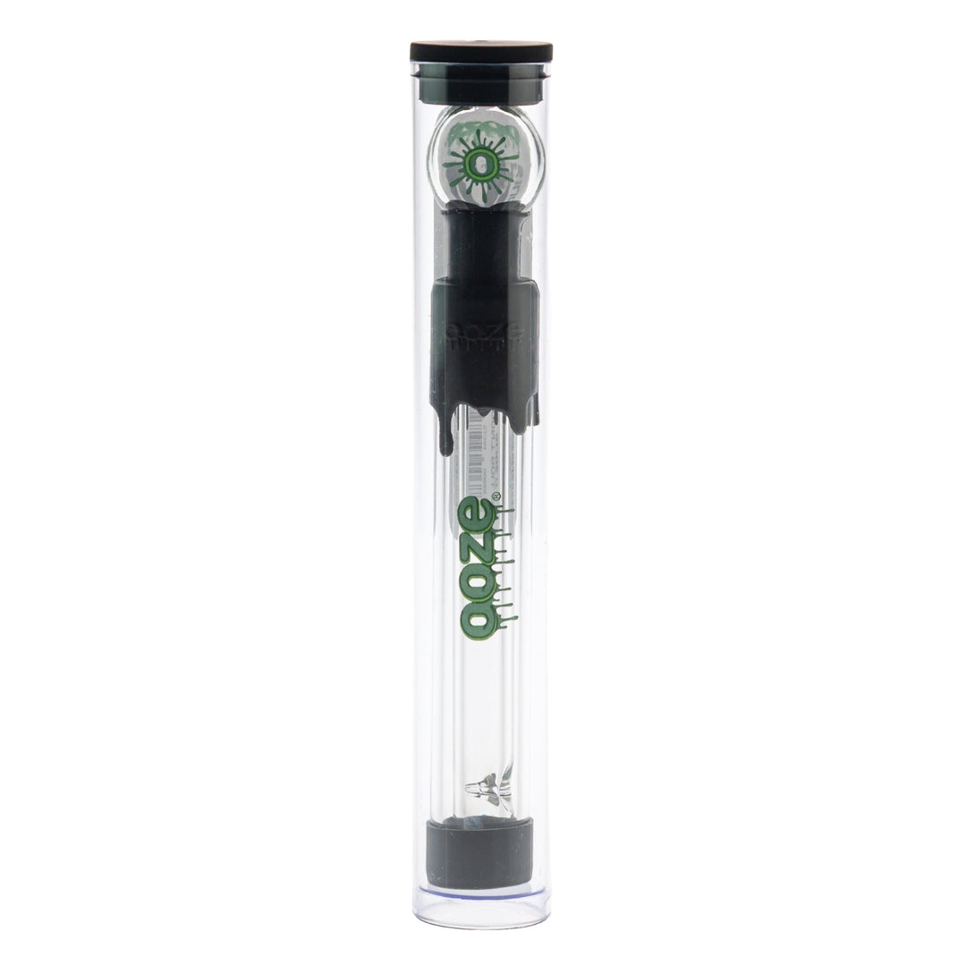 Ooze Glass Slide Blunt black version in holder on a white background - Up N Smoke