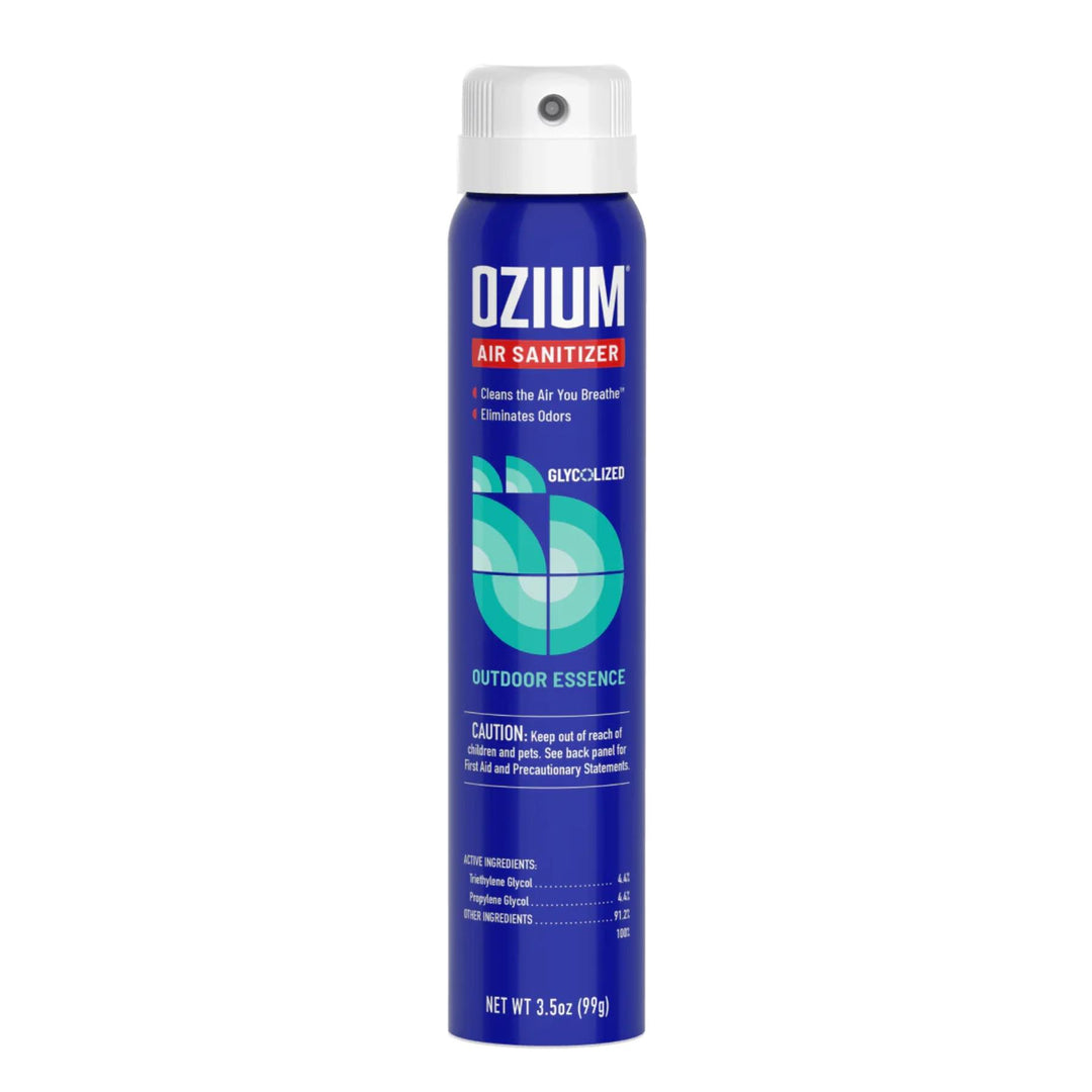 Ozium Air Sanitizer Spray 3.5oz Outdoor Essence scent displayed on a white background - Up N Smoke
