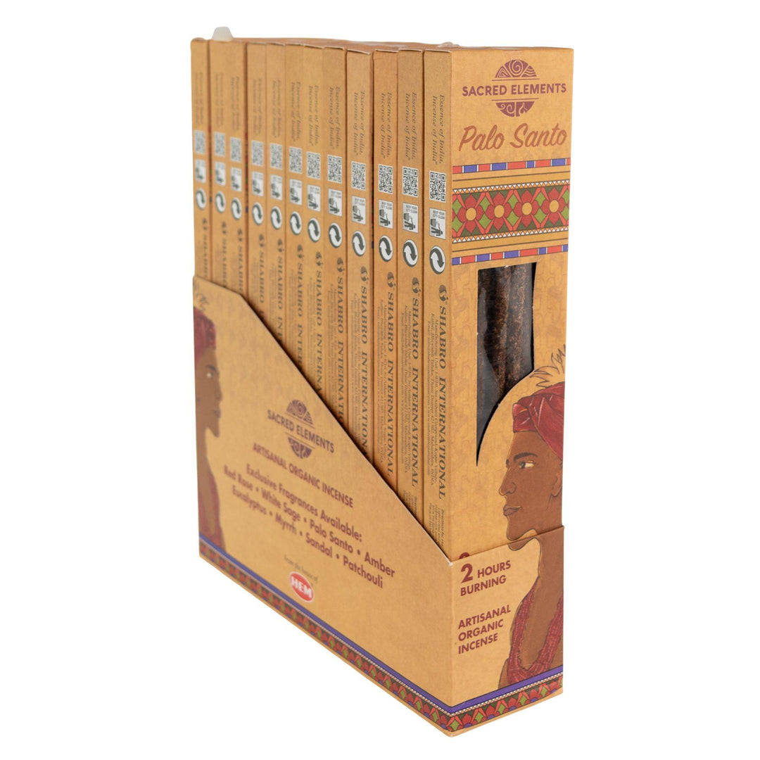 HEM Sacred Elements Incense Sticks Palo Santo display displayed on a white background - Up N Smoke