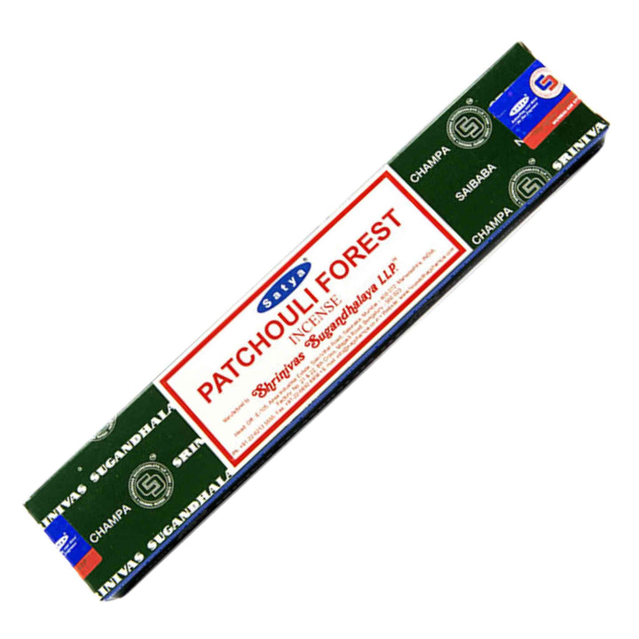 Box of Patchouli Forest incense sticks on a white background - Up N Smoke
