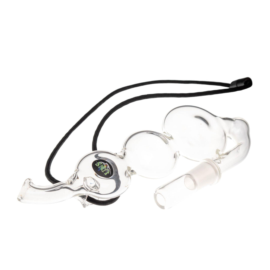 "Side angle of a Pendant Triple Disc Pipe on a white background," - Up N Smoke.