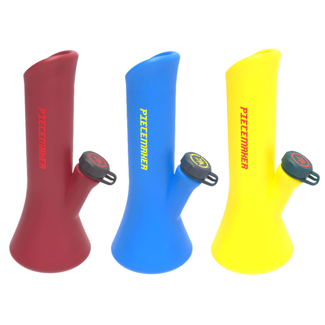 "Three Kali Go PieceMaker Water Pipes in the colors red, blue, and yellow," - Up N Smoke.