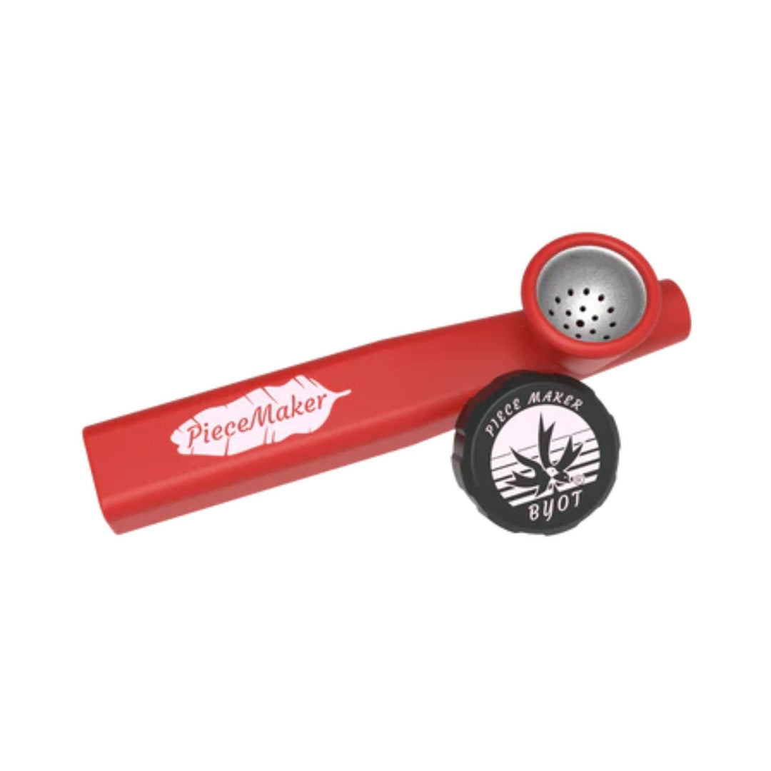 "A Macaw Red PieceMaker Kazili Silicone Pipe that has a bowl-saver cap and a stainless steel removable bowl," - Up N Smoke.