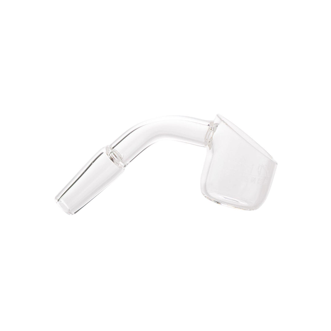 "Clear Quartz Piranha 10mm 45 Degree Nail on a white background," - Up N Smoke.