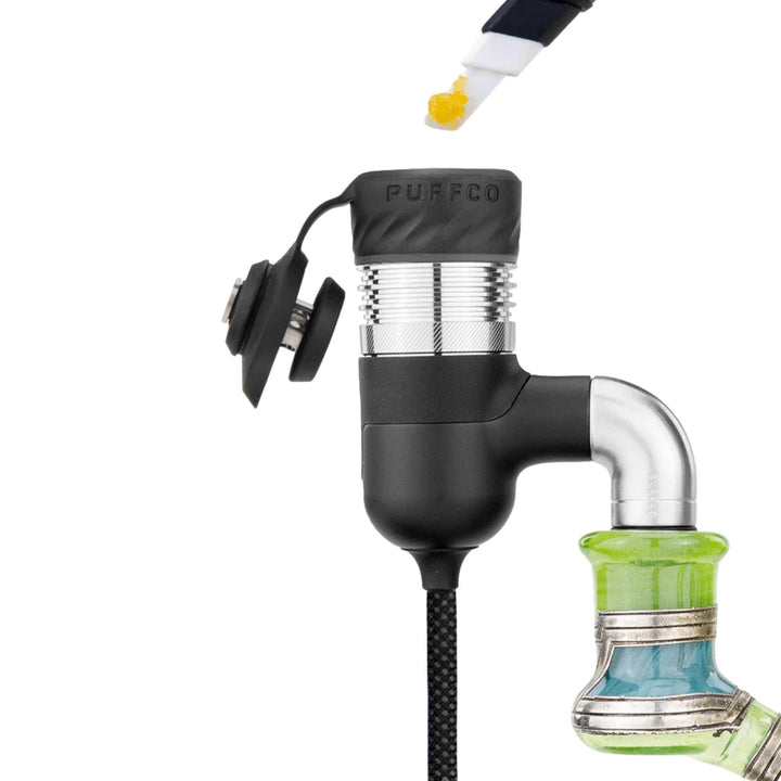 Puffco Pro Link Onyx cable with puffco relase with dab intake on a white background - Up N Smoke