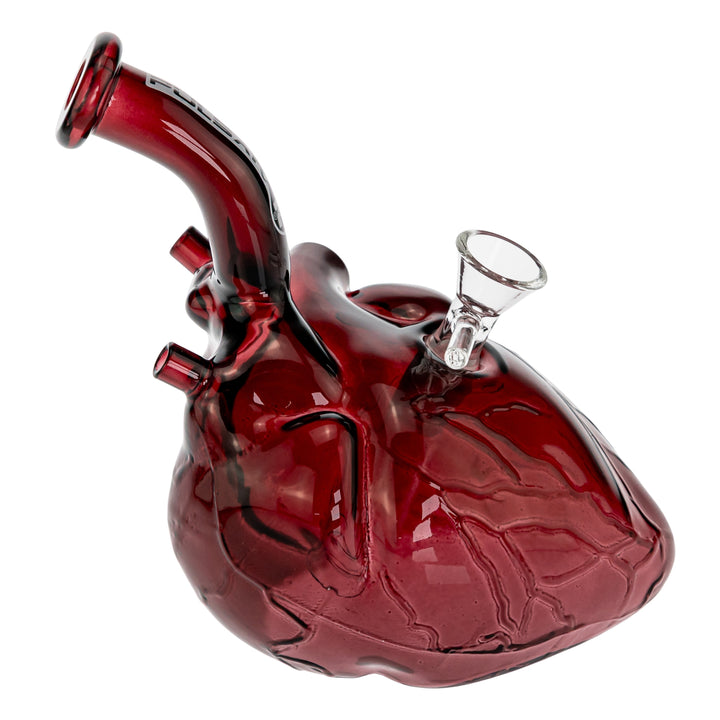 Pulsar Anatomical Heart Bubbler displayed on a white background left facing - Up N Smoke
