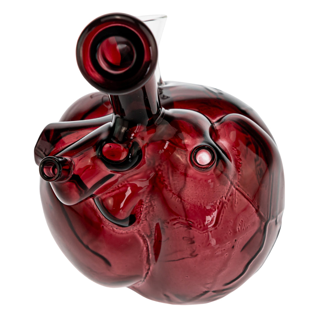 Pulsar Anatomical Heart Bubbler displayed on a white background carb hole close up - Up N Smoke