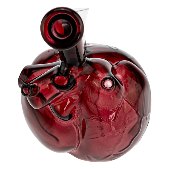 Pulsar Anatomical Heart Bubbler displayed on a white background carb hole close up - Up N Smoke