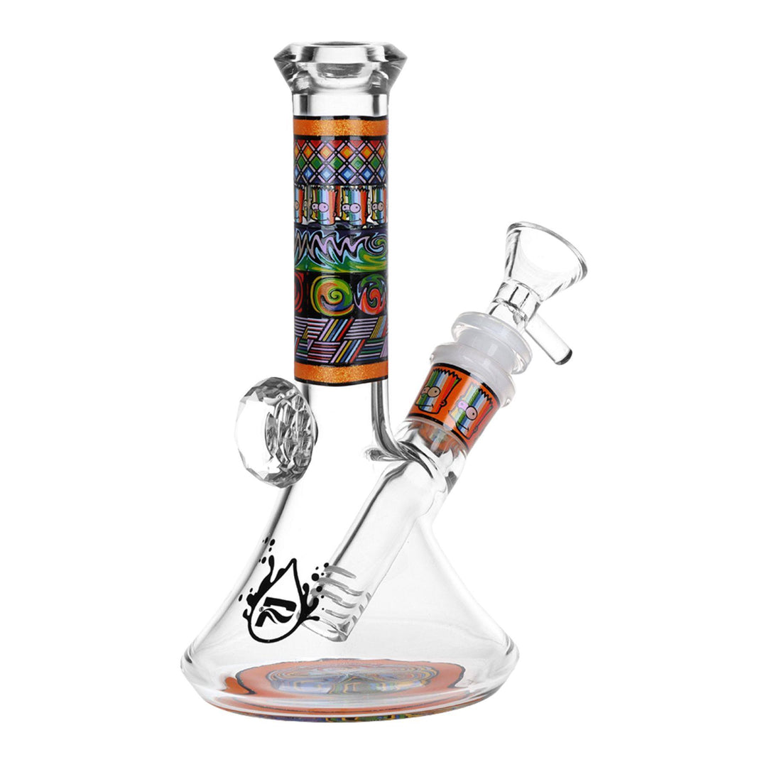 "Pulsar Bart Mosaic Beaker in the color orange on a white background," - Up N Smoke.