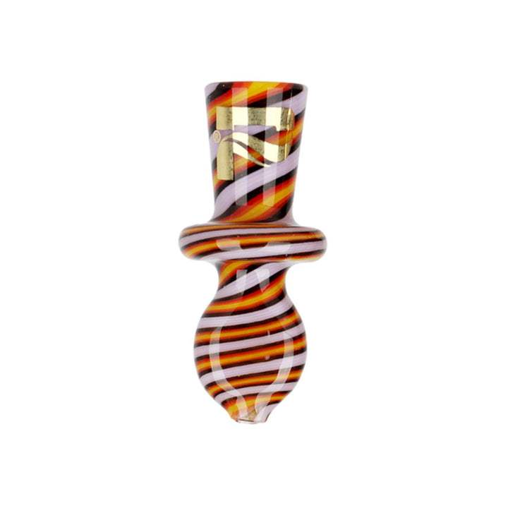 "A 1.75'' Pulsar Cone Holder in the variation Fire with Pink on a white background," - Up N Smoke.