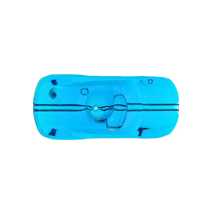 "Top down view of a Pulsar Glycerin Racing Car Hand Pipe in aqua blue." - Up N Smoke.