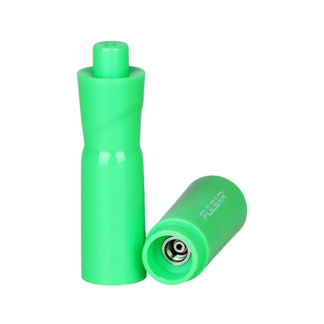 "Green Pulsar Hall Pass Cart Battery on a white background," - Up N Smoke.