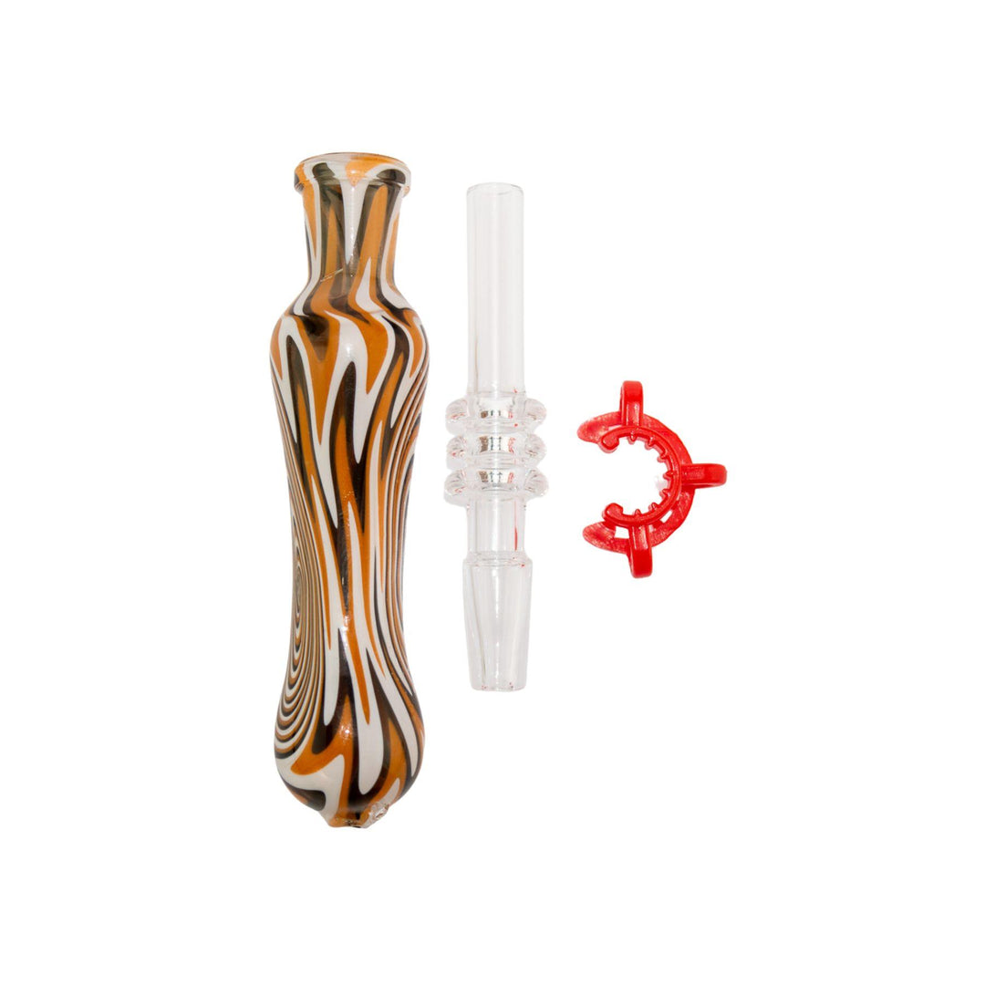 "Pulsar Quartz Nectar Collector with all its compartments separated on a white background," - Up N Smoke.