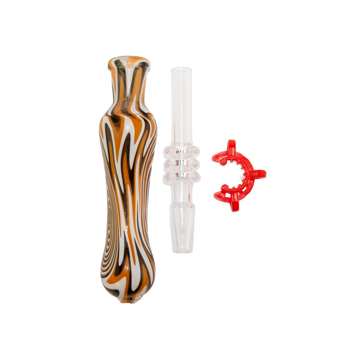 "Pulsar Quartz Nectar Collector with all its compartments separated on a white background," - Up N Smoke.