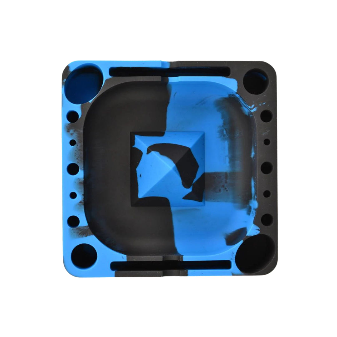 "A blue and black Pulsar Tap Tray on a white background," - Up N Smoke.