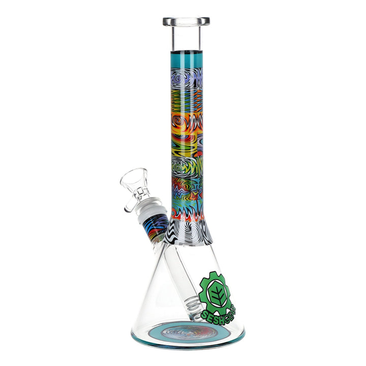 "Blue SeshGear Technicolor 10'' Beaker on a white background,'' - Up N Smoke.