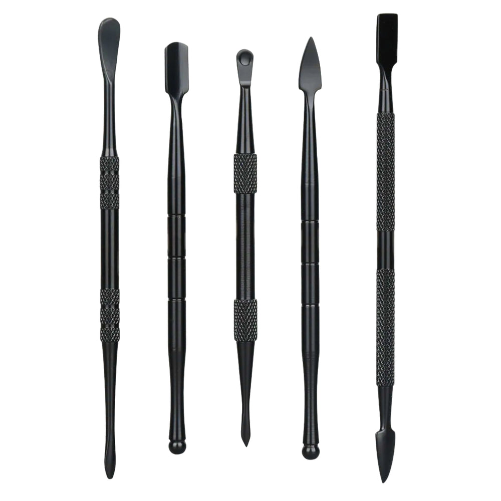 Set of five black dab tools with various shapes on a white background - Up N Smoke