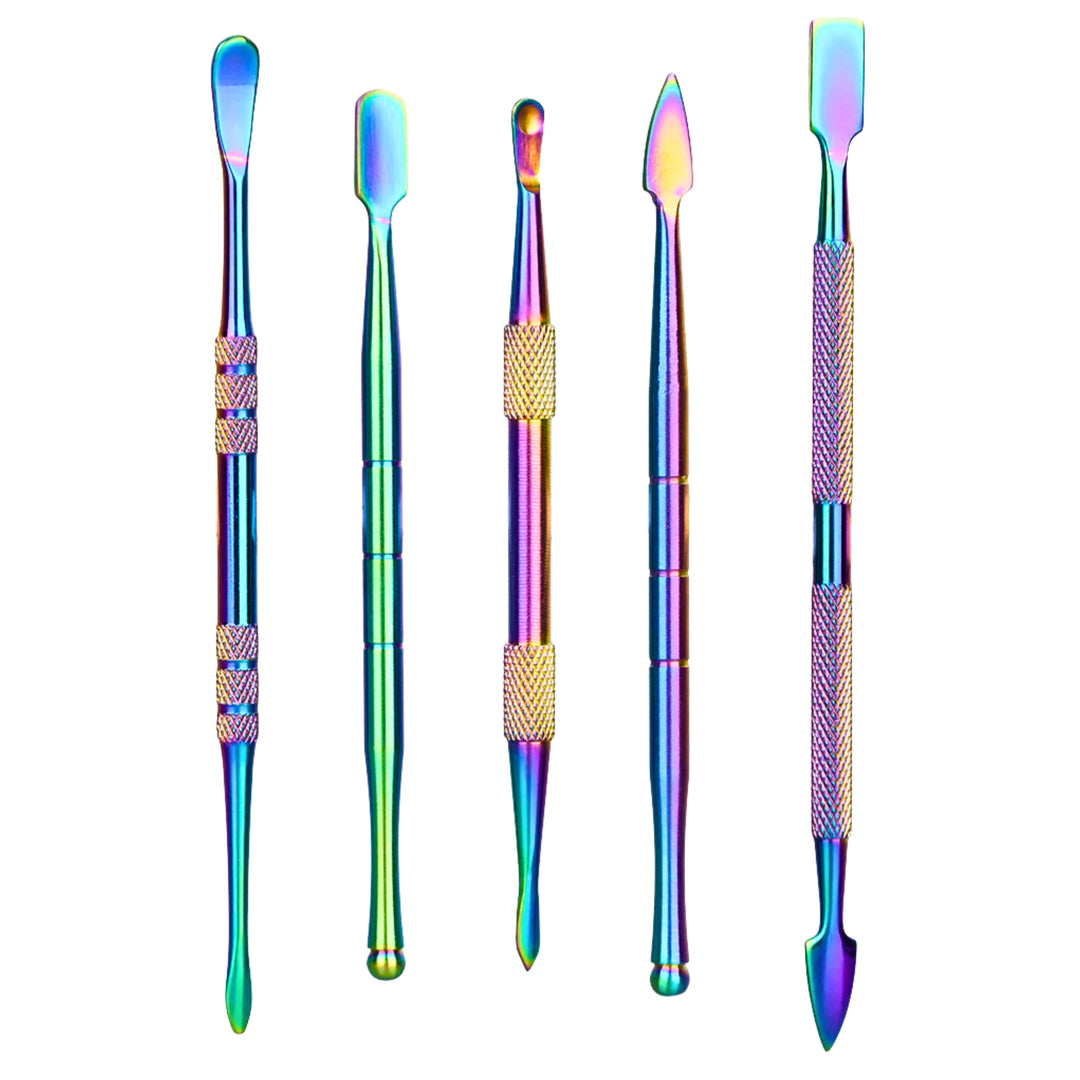 Set of five rainbow dab tools on a white background - Up N Smoke
