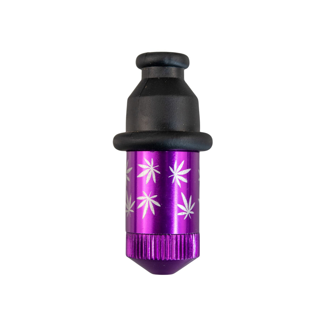 "Purple Leaf Bullet Pipe on a white background," - Up N Smoke.