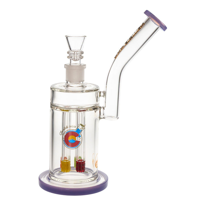 "Left-side of a Smoky Quadruple Colored Lace Water Pipe made by Glass Lab 303," - Up N Smoke.