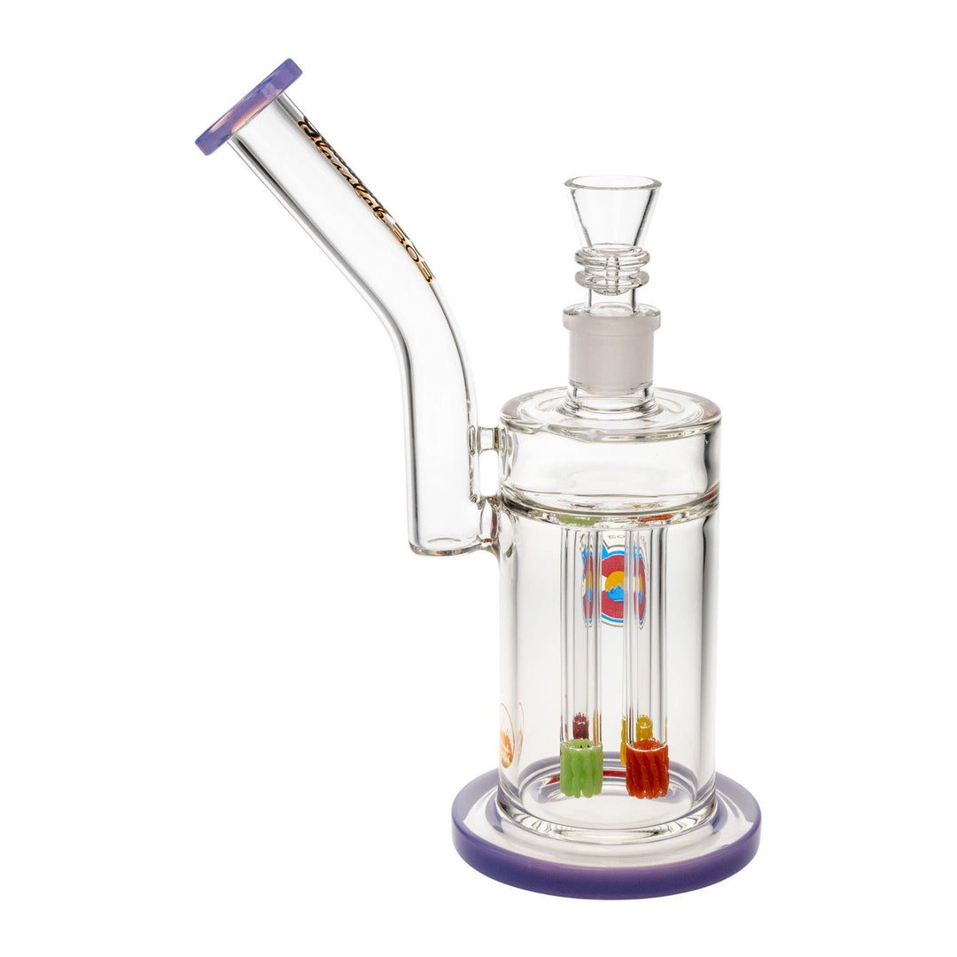 "Right-side of a Glass Lab Quadruple Colored Lace Water Pipe on a white background," - Up N Smoke.