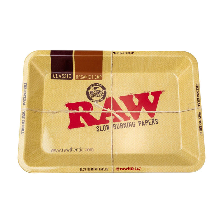 "Classic RAW Mini Rolling Tray on a white background," - Up N Smoke.